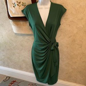 NWT * Lark & Ro * EMERALD GREEN Cap Slv WRAP DRESS * Work / Date * XS